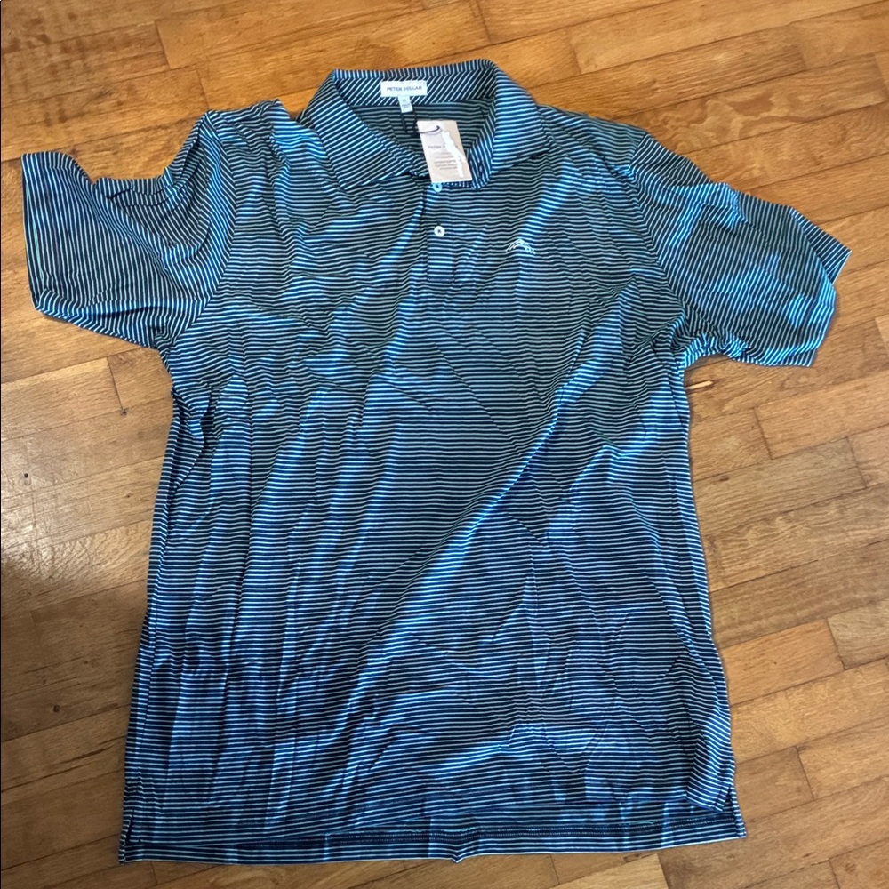 Peter Millar Navy and White Striped Polo Shirt